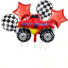 5 件套怪物卡车铝箔气球套装，适用于赛车主题生日派对、生日派对装饰品、汽车主题派对用品 - 彩色 - 查看 9