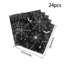 Đồ trang trí Halloween Bộ đồ ăn Mạng nhện đen Bộ đồ ăn 2 CÁI Đĩa 7 inch 12 CÁI Đĩa 9 inch 12 CÁI Cốc 24 CÁI Khăn giấy 1 cái Khăn trải bàn cho Halloween Trang trí tiệc sinh nhật, Giáng sinh - màu đen - Xem 12