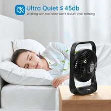 Tabletop Air Circulator Fan, Portable Small Fan With Cord Powered And LED Light, 135° Rotate Quiet Small Portable Table Fan, 3 Speeds Strong Airflow - 黑色 - 查看 4