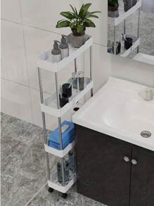 1 件厨房缝隙填充架，可移动客厅卧室缝隙收纳架，阳台落地蔬菜调味品收纳小推车，含白色衣架 - 彩色 - 查看 7