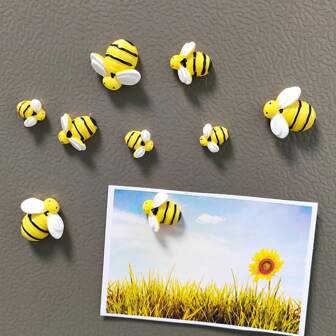 9pcs Cute Bee Shaped Refrigerator Magnets, Personalized Fridge Stickers For Kitchen, Office Whiteboard, Storage Cabinet, Dishwasher, Kitchen Decor, Home Decor, Gifts For Friends