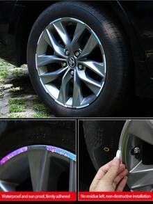 Reflective Car Wheel Stickers, Colorful Tire Trim Decals, Glow-In-The-Dark Vehicle Decals - Multicolor - View 5