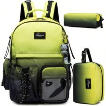 3PCS Multi-Coloured Leather Backpack For Kids Multi-Pocket Multi-Functional Schoolbag With Lunch Bag And Pencil Case Kids Travel Bag For Elementary School Students - Multicolor - View 6