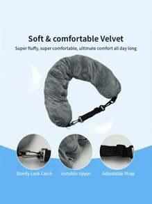 Almohada de cuello rellenable para viajes, almohada de viaje rellenable con ropa, bolsa de almacenamiento de almohada de viaje rellenable, funda de almohada de cuello de viaje empaquetable con ropa para avión, funda de almohada con almacenamiento, cómoda y ligera, gris - Gris - Ver 5