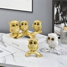 1件猫头鹰树脂工艺品摆件可爱大眼复古猫头鹰网红丑猫头鹰小雕塑家居装饰小摆件