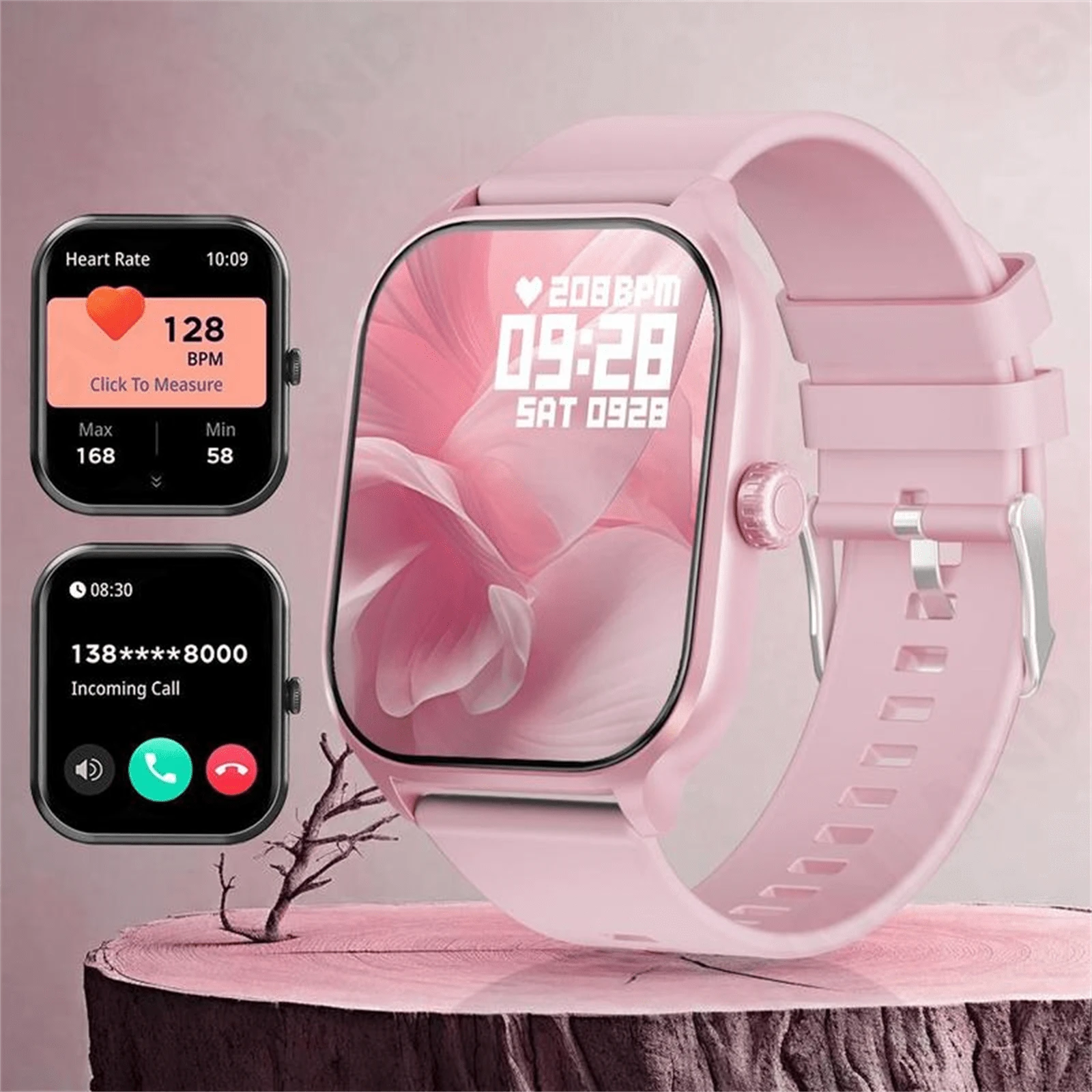 MixtataDi Smart Watch, Wireless Calls/Dialing, Multi-Sport Modes, Call Reminder And Rejection, Message Reminder Viewing, Multiple APP Reminders, Suitable For Men And Women, Sports Watch, Custom Wallpaper, Compatible With Ios/Android - Hồng - Xem 1
