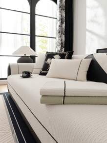 1 件时尚雪尼尔沙发垫套，柔软毛绒雪尼尔材质，奢华简约设计，防尘、防滑、防猫抓，适用于卧室、客厅、书房、1-4 人座沙发、L 型沙发，四季皆宜 - 米色 - 查看 5