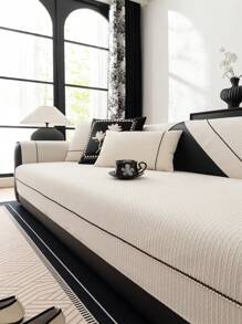 1 件时尚雪尼尔沙发垫套，柔软毛绒雪尼尔材质，奢华简约设计，防尘、防滑、防猫抓，适用于卧室、客厅、书房、1-4 人座沙发、L 型沙发，四季皆宜 - 米色 - 查看 1