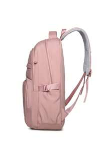 Large Capacity Lightweight Fashion Student Backpack For Middle/High School, Comes With Accessory Charm - Pink - View 4