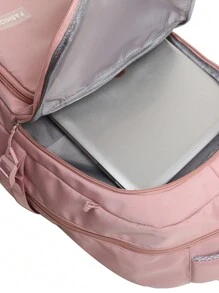 Large Capacity Lightweight Fashion Student Backpack For Middle/High School, Comes With Accessory Charm - Pink - View 7