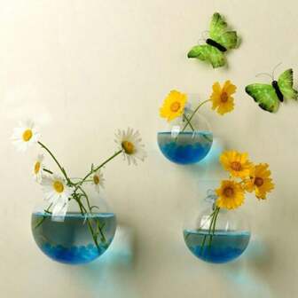 Creative Wall Mounted Vase Water Culture Glass Bottle Semi Circular Transparent Flowerpot Micro Landscape Fish Tank Bottle Flower Arrangement Glass Handicraft,Home Decor,Flower Vase,Centerpiece,Table Decor Gifts Birthday Graduation Room Decor Glass Vase