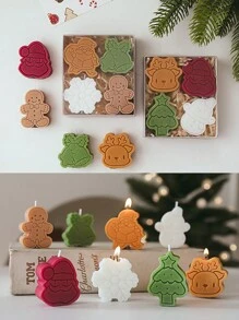 4pcs/Set Christmas Candles Santa Claus Snowman Gingerbread Man Tree Scented Candle Holiday Home Decoration Gift With Box Birthday Christmas Decorations Room Decor Winter Christmas Decorations Home Christmas Gifts Christmas Decor