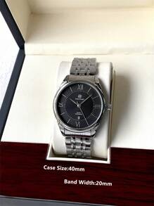 Pablo Raez 1 pieza Reloj blanco elegante para hombres de alta calidad, nueva marca de lujo. Caja de acero inoxidable chapada en plata IP, resistente al agua 50M. Calendario simple, pulsera de acero sólido macizo. Reloj de cuarzo de moda casual de nivel superior AAA para uso diario. Regalo para el Día del Padre, cumpleaños de amigos varones. - Negro - Ver 5