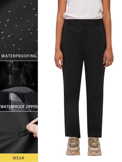 TECTOP Pantaloni da trekking da donna, leggeri, impermeabili, con vita elastica, pantaloni cargo con 3 tasche con cerniera, adatti per primavera ed estate