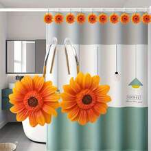 Sunflower Decorative Shower Curtain Hooks Rings, 12 PCS Sunflower Stainless Steel Decor Hooks Yellow Sunflower Curtain For Bathroom Decor Accessories - Multicolor - View 1