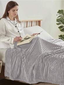 Cobijas Matrimonial Con Patrón De Rayas Cómodo y Suave, Frazada Matrimonial De Rayas Para Cama o Sofá, para Toda Estaciones, Disponible En Muchos Colores Diferentes (200*220 cm) - Gris - Ver 5