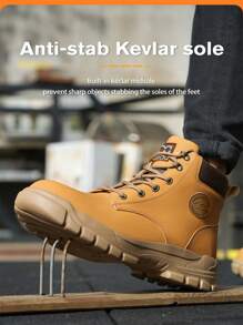 Men&Women's Comfortable & Safe Work Shoes, Anti-Crush, Anti-Puncture, Wear-Resistant With Steel Toe, Black/Yellow, High-Top, Anti-Pressure Construction/Garden Waterproof Safety Boots, Unisex Labor Protection Shoes