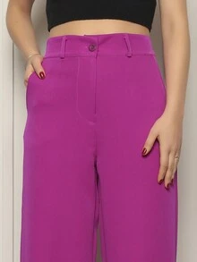 RISCO TAILORING WOMEN'S PANTS WITH BUTTON - 粉色 - 查看 3