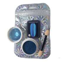Efecto Espejo Azul para Uñas en Polvo + Aplicador,Polvo para Decoración de Uñas con Aplicador - Azul - Ver 2