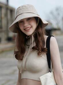 LEAJOURNO. 1 Mũ Xô Phong Cách Nhật Bản Dành Cho Nữ, Xuân Hè, Nâng Cơ Mặt Và Phù Hợp Với Mặt Tròn, Mũ Chống Nắng Đầu To Và Thời Trang Có Cà Vạt - Màu Khaki - Xem 10