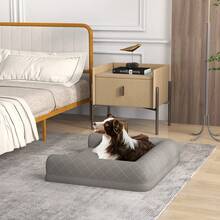 Dog Bed For Medium Small Dogs, Egg-Foam Dog Crate Bed With 3-Side Bolster, Removable Washable Bed Cover, Zippers, Non-Slip Bottom, Pet Sofa Couch Bed For Comfortable Sleep, 90 X 69 X 18 Cm, Grey - Grey - View 2