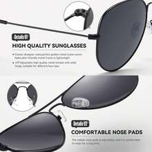 3Pack Classic Aviator Sunglasses For Men Women Driving Sun Glasses Polarized Lens UV Blocking - (3 Pack) Bright Black Gray Tablets + Gold G15 + Gold Tea - View 3