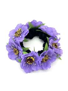 波西米亚纯色仿布雏菊花发带，弹力发带，适合发髻、马尾发夹