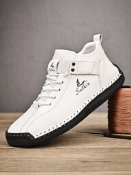 Salkin New Handmade Men's Boots With Elastic Band & Convenient Ankle Collar Design, Designer Sports Shoes, Casual Outdoor Shoes With Affordable High-End Feel, Suitable For Daily Commute, Non-Slip Wear-Resistant Leather Men's Shoes, Soft & Comfortable Breathable, Spring/Autumn, Plus Size Shoes, Please Order One Size Up As They Run Small