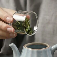 迷你小号空透明密封密封茶罐收纳盒玻璃香草香料罐瓶小瓶储存容器带木竹密封盖适用于散装茶玻璃器皿，玻璃瓶 - 無色 - 查看 7