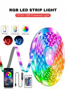 aiinnew 1pc 1m-15m/3.3ft-50ft Smart RGB LED Strip Light, Bi-Directional Control, With 24-Key Remote And Smartphone App Control, Suitable For TV Backlight, Bedroom, Living Room And Party Lighting Decoration - White - View 3