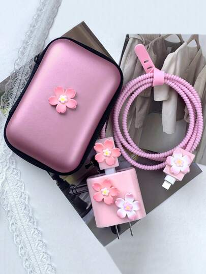 Compatible With Iphone 20W Fast Charging Data Cable Protection Case, Data Cable Storage Protection Set, EVA Headphone Data Cable Charger, USB Flash Drive, SD Card Storage Bag, Headphone Storage Box, Zipper Bag Cable Organizer