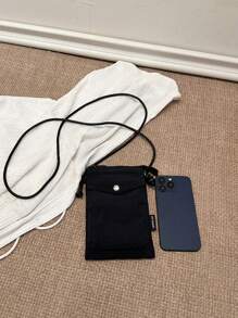 1pc Men's Black Drawstring Drawstring Shoulder Bag Light Drawstring Small Bag Hundred Mini Shoulder Crossbody Bag Outdoor Travel Crossbody Coin Purse Side Bag Back To School Students School Supplies Summer Sling Bag For Man Man Bag Cross Body Bag Side Bag Fall Messenger Bag Bag For Man Cylinder Bag Old Money Halloween Christmas - Black - View 7