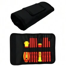 1 zestaw 10 sztuk izolowanych śrubokrętów, woreczek z otworami, elektryk konserwacyjny, zestaw śrubokrętów antyelektrycznych, izolowany zestaw śrubokrętów dla elektryków o wysokiej twardości, magnetyczny krzyżyk w kształcie śliwki, sześciokątny śrubokręt, niektóre wzory są losowe - Wielokolorowe - Zobacz 5