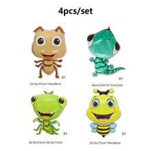 全新昆虫动物设计瓢虫青蛙蜗牛蜜蜂螳螂大黄蜂蚂蚁铝箔气球，昆虫主题生日派对装饰金属气球 - 彩色 - 查看 3