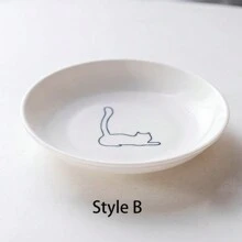 PETSIN Ceramic Pet Feeding Plate Canned Bowl Cute Pattern Easy To Clean Ceramic Plate Cat Food Bowl