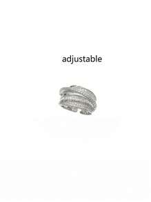 Một chiếc nhẫn bạc bọc đá Cubic Zirconia hợp thời trang mới dành cho nữ, Nhẫn đeo tay sang trọng thời trang đa năng, Nhẫn cá nhân hóa có thể điều chỉnh - Bạc - Xem 4