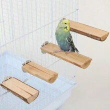 Soporte de madera de abeto natural para loro, barra sólida de madera, plataforma de descanso, trampolín para jaula de aves, accesorios de juguetes para aves