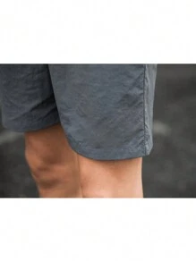 MURAMASA Men's Shorts Loose Fit Solid Color Pocket Straight Leg Daily Casual Shorts - Grey - View 5
