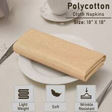 Cloth Napkins Set Of 6, 18x18 Reusable Napkins Cloth Washable, Soft & Durable Table Napkins, Poly Cotton Fabric Dinner Napkins For Parties - Honey - View 3