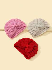 1 cái/3 cái Mũ em bé cho mùa thu/đông, Mũ len ấm áp có nơ cho trẻ sơ sinh Tình yêu Valentine - Nhiều màu - Xem 3