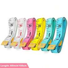 (1/5) قطعة شريط قياس مرن من الألياف الزجاجية بطول 1.5 متر /60 بوصة للخياطة والتفصيل والتفيت، مقياس مزدوج (لون وتصميم عشوائي)