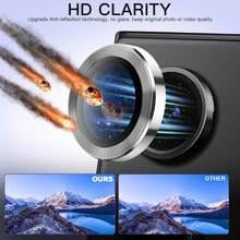 1 Set Tempered Glass Lens Protector Aluminum Alloy Ring Anti Scratch Decorative Camera Cover Compatible With Samsung Galaxy - Silver Gift For Birthday, Family, Friends Alloy Metal With Tempered Glass Full Cover, Lens Protector, Phone Accessories