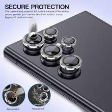 1 Set Tempered Glass Lens Protector Aluminum Alloy Ring Anti Scratch Decorative Camera Cover Compatible With Samsung Galaxy - Silver Gift For Birthday, Family, Friends Alloy Metal With Tempered Glass Full Cover, Lens Protector, Phone Accessories