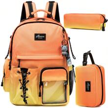 3PCS Multi-Coloured Leather Backpack For Kids Multi-Pocket Multi-Functional Schoolbag With Lunch Bag And Pencil Case Kids Travel Bag For Elementary School Students - Multicolor - View 12