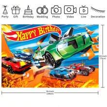 1Pc Cartoon Car Theme Happy Birthday Party Background Banner, 82.7 * 59.1/59.1 * 39.4/39.4 * 29.5 Inch Motorcycle Player Birthday Decoration Background, Suitable For Birthday Party, Cake Table Banner, Photo Booth, Cake Table Banner Party Background Decoration Props Supplies Gift - Multicolor - View 13