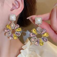 优雅向日葵仿珍珠项链和耳环套装，适合女性婚礼/派对情人节、妈妈、母亲、母亲节、礼物 - 花朵 - 查看 4