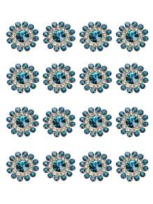 50 piezas de broches de cristal decorativo de rhinestone, decoración de cristal para manualidades con parte posterior plana, para accesorios de vestidos, diademas con flores, 14 mm - Multicolor - Ver 14