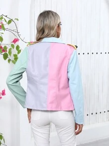 Risissida Women's Fall And Winter Color Block PU Biker Jacket – Versatile Commuting & Casual Coat With Zippered Pockets