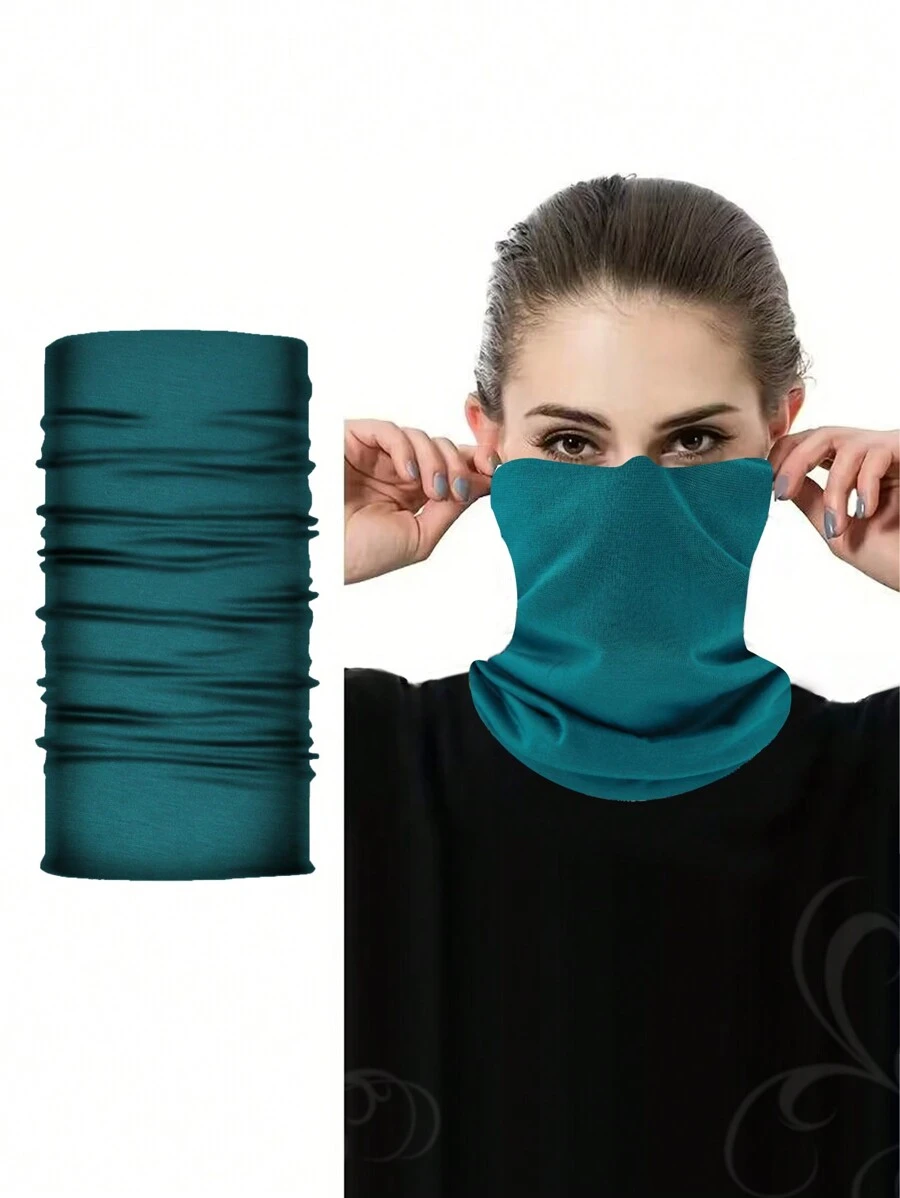 1 pieza Pañuelo de cuello ligero y transpirable de unicolor con protección solar, protección UV, adecuado para deportes al aire libre y ciclismo - Celeste - Ver 1