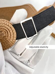 1 set Cappello di paglia a tesa larga beige bohémien estivo e borsa a tracolla in paglia per donna, cappello da sole fashion casual pieghevole per viaggi, spiaggia e attività all'aperto - Multicolore - Visualizzare 6